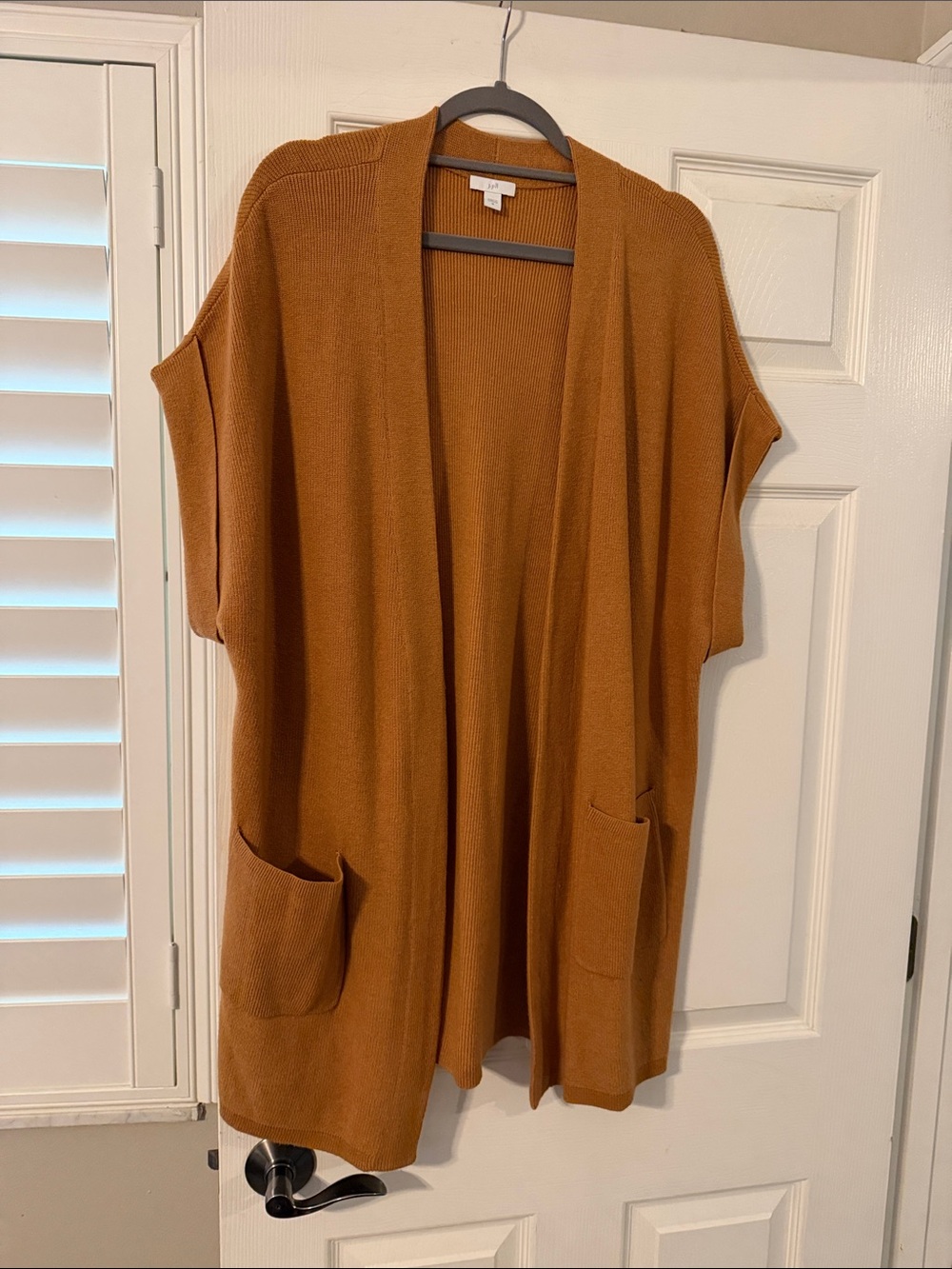 J. Jill Open-Front Knit Cardigan in Warm Rust, oversized